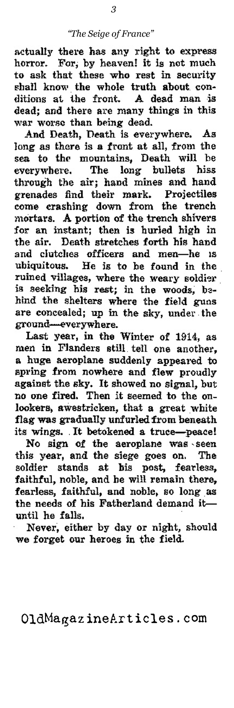 The View from the German Trenches (NY Times, 1915)